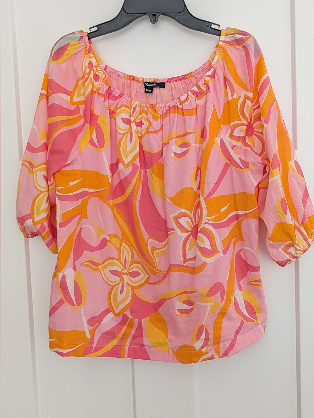 Ladies CHARLIE B Pink And Orange Blouse Size Med